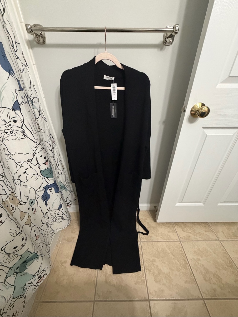 Aritzia Babaton Black Long Open-Front Cardigan